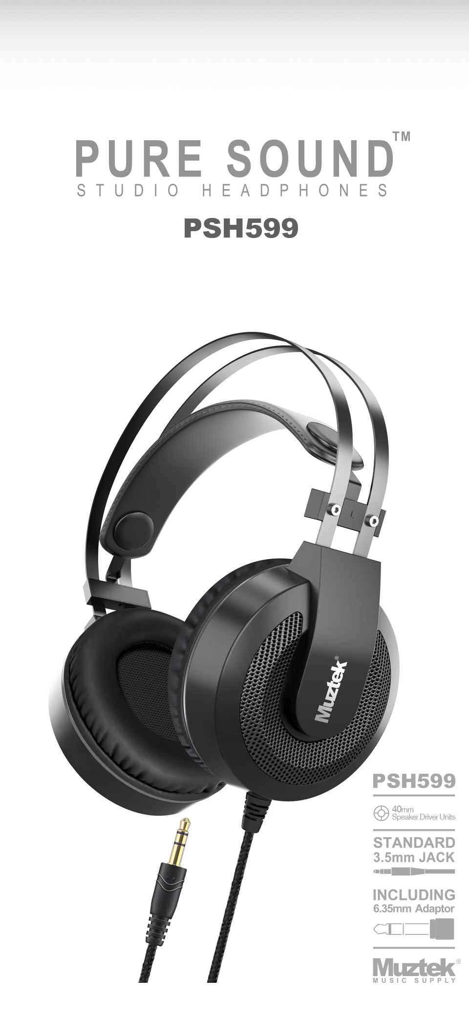 뮤즈텍 PSH599 Pure Sound Headphone 퓨어 사운드 헤드폰 메인 비주얼